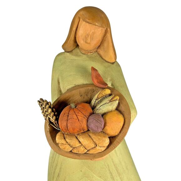 Hallmark GATHER TOGETHER FIGURINE Woman in Green Dress With Harvest Basket 13.5" - Picture 5 of 8